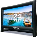 Inflatable Projector Screen, 24FT Blow Up Movie Screen Outdoor Projector, Easy Set Up One-Piece Design Front & Rear Projection with Air Blower for Outside Backyard Family Movie Night Pool Party