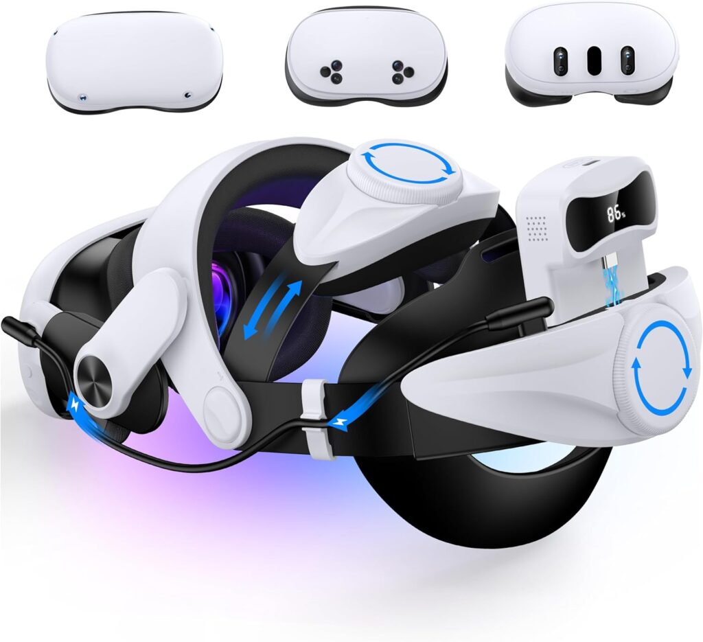 Head Strap for Meta Quest 3/3S/2 with 7500mAh Hot-Swappable Battery, Comfortable Elite Strap Replacement for 3–4H Extended Playtime, Adjustable VR Headset Accessories for Oculus – MQ3000