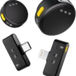 Wireless Lavalier Microphone for iPhone/Android/PC, Mini Microphone with Noise Cancellation, 16Hrs Battery Life, Lapel Mic for iPhone, USB C/Type C Wireless Lapel Mic for Video Recording