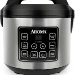 Aroma Housewares 20 Cup Cooked (10 cup uncooked) Digital Rice Cooker, Slow Cooker, Food Steamer, SS Exterior (ARC-150SB),Black