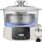 Low Carb Rice Cooker with Reservable-Timable,Low Sugar Multi Functional 3L &2 Cups for Starch Removing Glass Cooker,110v Maximum Power 800w Multi Functional Maker,Liftable Filter Basket (Beige)