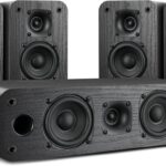 Saiyin 5.0 Home Theater System, 100w HiFi Surround Sound Speakers with Stereo Surround Sound and Classic Rretro Wood Grain for TV/PC, Passive, Amplifier or Receiver Required, Cable Not Included