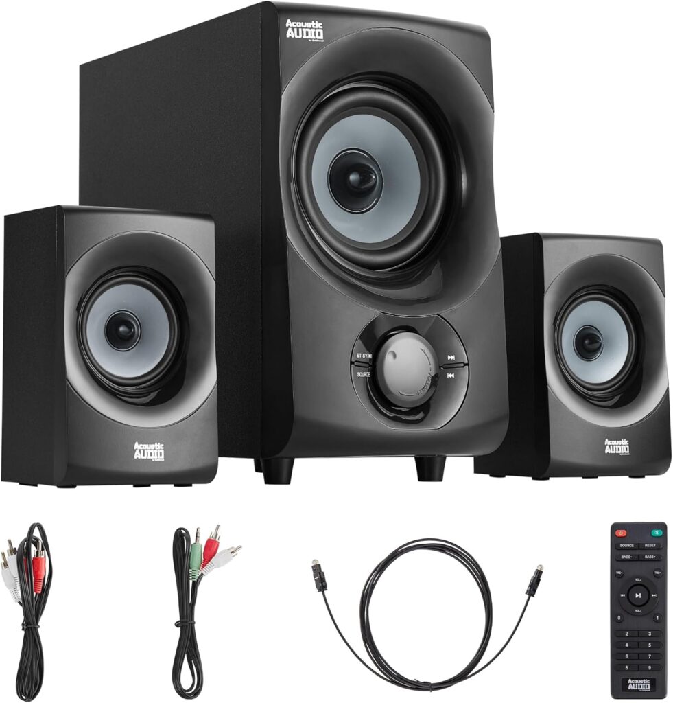 Acoustic Audio by Goldwood Bluetooth 2.1 Speaker System 2.1-Channel Home Theater Speaker System, with Optical/Aux/USB/SD Inputs Black (AA2172)