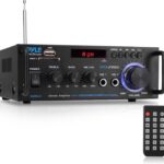 Pyle 200W Wireless Bluetooth Stereo Power Amplifier – 2-Channel Audio Receiver with RCA – USB – SD – MIC IN – FM Radio – Remote Control – AUX Input for Home Theater & Studio Use – PDA29BU.6