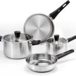 6-Piece Stainless Steel Pots and Pans Set, Kitchen Cookware Set with Stay-Cool Handles Compatible with Gas, Electric & Induction, Dishwasher Safe, Non-Toxic & Durable for Everyday Cooking