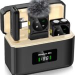 PQRQP Microphone for iPhone/iPad/Android, Mini Microphone with Noise Cancellation, 164ft Transmission, 80H Battery Life with Charging Case, Clip-On Wireless Microphones for YouTube, TikTok, Recording