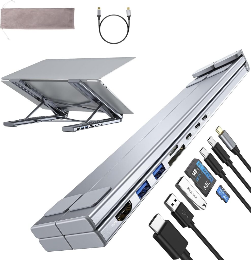 Laptop Docking Station Stand with 4K HDMI, 8 in 1 USB C Hub PD 100W/ USB 3.0/ TF/SD Card Reader, Tablet Dock Station for MacBook Pro/Air, Dell, HP, Lenovo ThinkPad, Dell, HP, ASUS (M57)