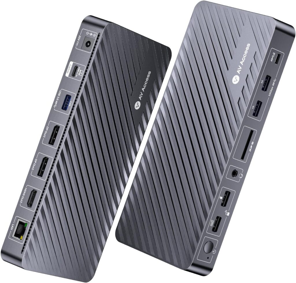 Docking Station 3 Monitors, 13-in-1 Laptop Docking Station with 120W Power Adapter, 4K HDMI and 2 x DP, 100W PD, 10Gbps USB-C/A, Ethernet, Audio, SD, USB-C Dock for MacBook/Chrome/Dell/HP/Lenovo