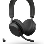 Jabra Evolve2 75 PC Wireless Headset with 8-Microphone Technology – Dual Foam Stereo Headphones with Adjustable Advanced Active Noise Cancelling, USB-C Bluetooth Adapter and UC Compatibility – Black