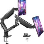 Dual Monitor Mount for 32 27 24 22inch Screens, Gas Spring Monitor Stand for 2 Monitor, Full Adjustable Monitors Desk Mount with C-Clamp＆Grommet Base, Each Arm Holds 4.4-22 lbs, Freelift Pro Black