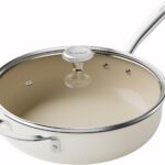 Redchef Ceramic Saute Pan with Lid, Nonstick Deep Frying Pan, 5QT Jumbo Cooker with Helper Handle & Lid, Non Toxic Ceramic Cooking Pan, Chef Pan, Dishwasher & Oven Safe, PFAS PFOA & PTFE Free