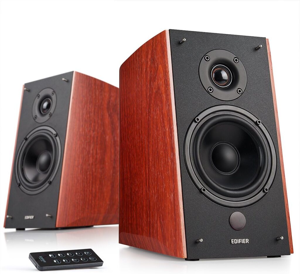 Edifier R2000DB Powered Bluetooth Bookshelf Speakers – Near-Field Studio Monitors 120W RMS Sound Monitor with Optical Input 5″ Large Woofer – Wood