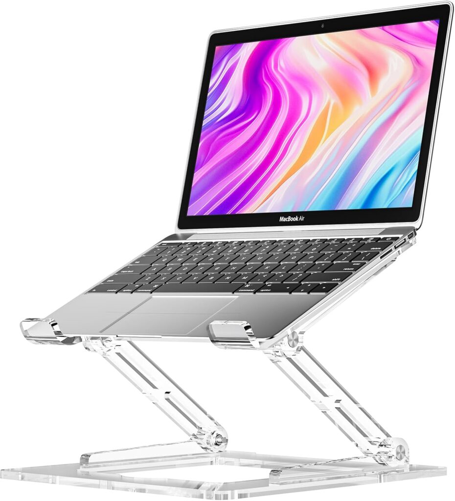 Laptop Stand for Desk, Portable Acrylic Laptop Riser, Ergonomic Adjustable Computer Stand Holder for Notebook MacBook Air Pro, Dell XPS, HP (10-17.3”)