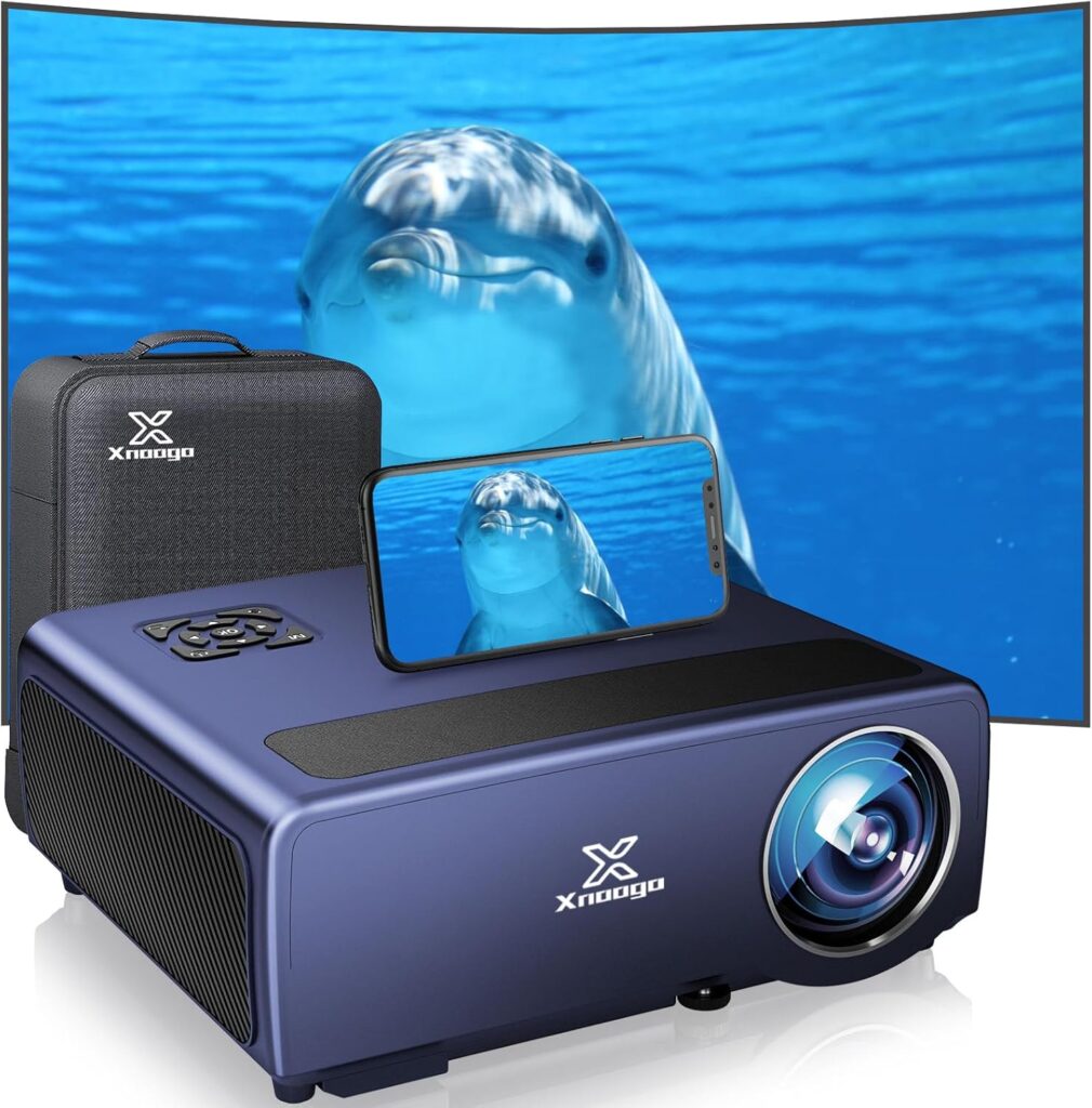 [ 2000 ANSI Auto Focus ] 4K Full HD Projector with WiFi and Bluetooth,XNoogo Outdoor Home Theater Projector,Auto 6D Keystone,50%Zoom,Support ARC,PPT,4K Movie Projector for TV Sticks/smartphones/USB/PC
