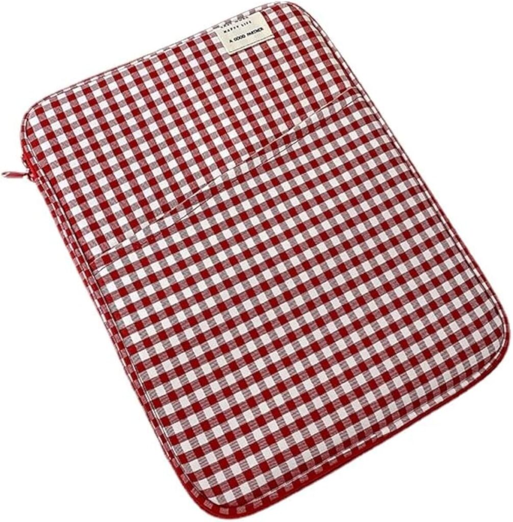 11-13Inch Cute Puffy Laptop Sleeve Fairycore Carrying Laptop Bag Cover Kawaii Tablet Liner Pouch Cottagecore Office Accessories (13inch,Red)
