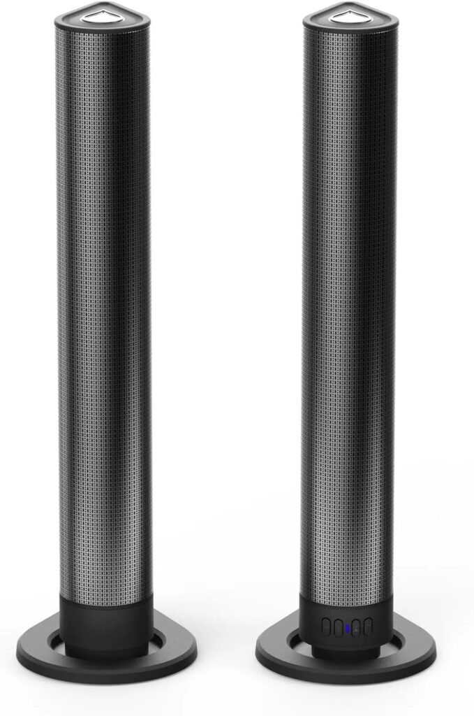 A Pair Bluetooth Tower Speakers with 4 Subwoofers, HiFi Floorstanding Home Speaker with Powerful Bass and Dual Drivers, Type C Charging