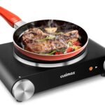 CUSIMAX Electric Burner Hot Plate for Cooking Cast Iron hot plates, Adjustable Temperature Control, Non-Slip Rubber Feet Stainless Steel Easy to Clean, Your Kitchen Assistant