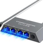 Multi Ports Starlink Gen 3/ Starlink Mini Ethernet Adapter for Wired External Network, 4 Ports Starlink Ethernet Adapter 1 to 4 [4 Devices Networked Simultaneously] – Up to 1 Gbps