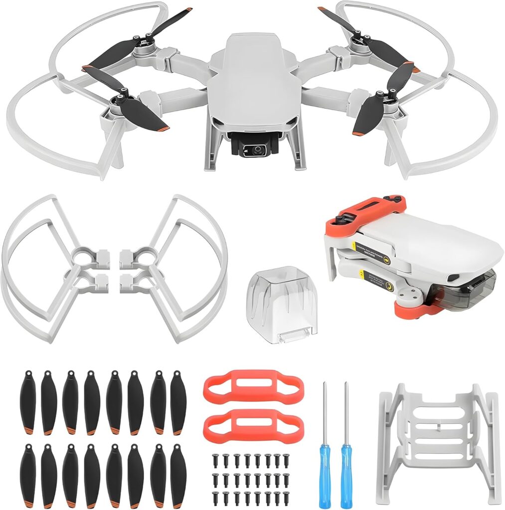 Mini 4K/Mini 2 SE/Mini SE Propellers: with Propeller Guard Landing Gear Leg Extension Propellers Holder Gimbal Cover Total 24 Pcs for DJI Mini 2 Series Drone Accessories Set