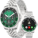 AI Smart Watch for Men Women -1.19″ Luxury Smartwatch with Blood Oxygen Blood Pressure,Bluetooth Call, Heart Rate, 100+ Exercise Modes, Fitness Sleep Monitor for iPhone Android, 2025, Silver Green