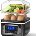 2 Tiers Electric Food Steamer for Cooking, 4 QT Digital Multi Vegetable Steamer with BPA-Free Stackable Baskets, Rapid Egg Cooker Egg Steamer with Auto Shut-Off, Ideal for Veggies, Seafood, Rice