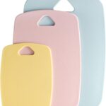 CAROTE 3Pcs Cutting Boards for Kitchen, Plastic Cutting Board Set, Lightweight Chopping Boards for Chopping Meat Vegetable and Fruits, Easy Grip Handle, Dishwasher Safe Colorful