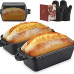 Cast Iron Loaf Pan with Lid 9×5 Inch – Bread Baking Pans for Homemade Bread, 2 Piece Set