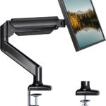 HUANUO Single Monitor Arm 13-34 Inch, Adjustable Gas Spring Arm, Monitor Desk Mount for 4.4-22lbs, VESA 75/100mm with C-Clamp/Grommet Base, Ergonomic Stand for Work/Gaming