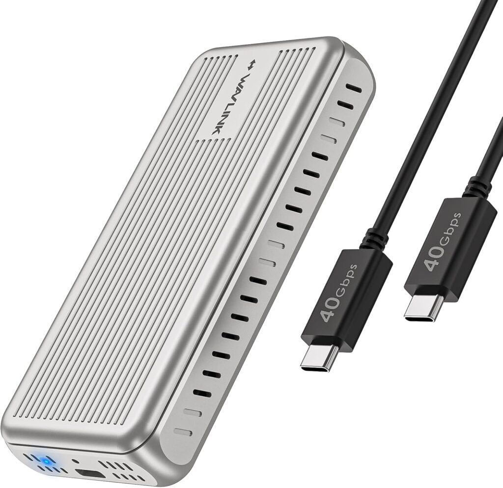 WAVLINK 40Gbps M.2 NVMe SSD Enclosure for MacBook/Mac mini (M4/M3/M2/M1), NVMe Enclosure Compatible with TBT4/TBT3/USB4/USB3.2, Supports 2230/2242/2260/2280 B+M/M-Key PCIe SSD, Tool-Free Installation