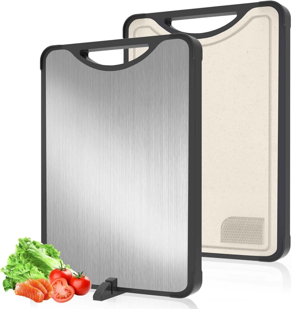 Titanium Cutting Board – 2-in-1 Double Sided Chopping Boards for Kitchen, SGS Food-Grade Certified, Pure Titanium & Wheat Straw PP, Dishwasher Safe, Ideal for Meat, Vegetables & Family Cooking (16×11)