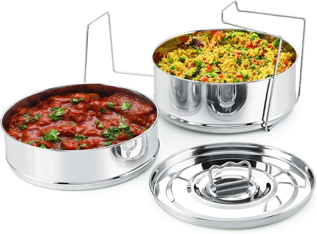 Stackable Stainless Steel Insert Pans – Size 8QT- Inserts for Instant Pot – Accessories for Pressure Cooker Steamers and Instant Pot