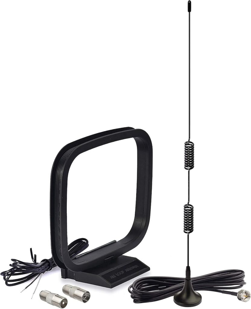 Bingfu Magnetic Base FM Radio Antenna and AM Loop Antenna for Pioneer Onkyo Yamaha Marantz Indoor Digital HD Radio FM Bluetooth Home Stereo Receiver AV Audio Video Home Theater Receiver