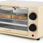 MegaChef 9.5 Quart Electric Counter Top 2 Slice Toaster Oven with Built in Timer, Bake, Broil, Toast (Cream)