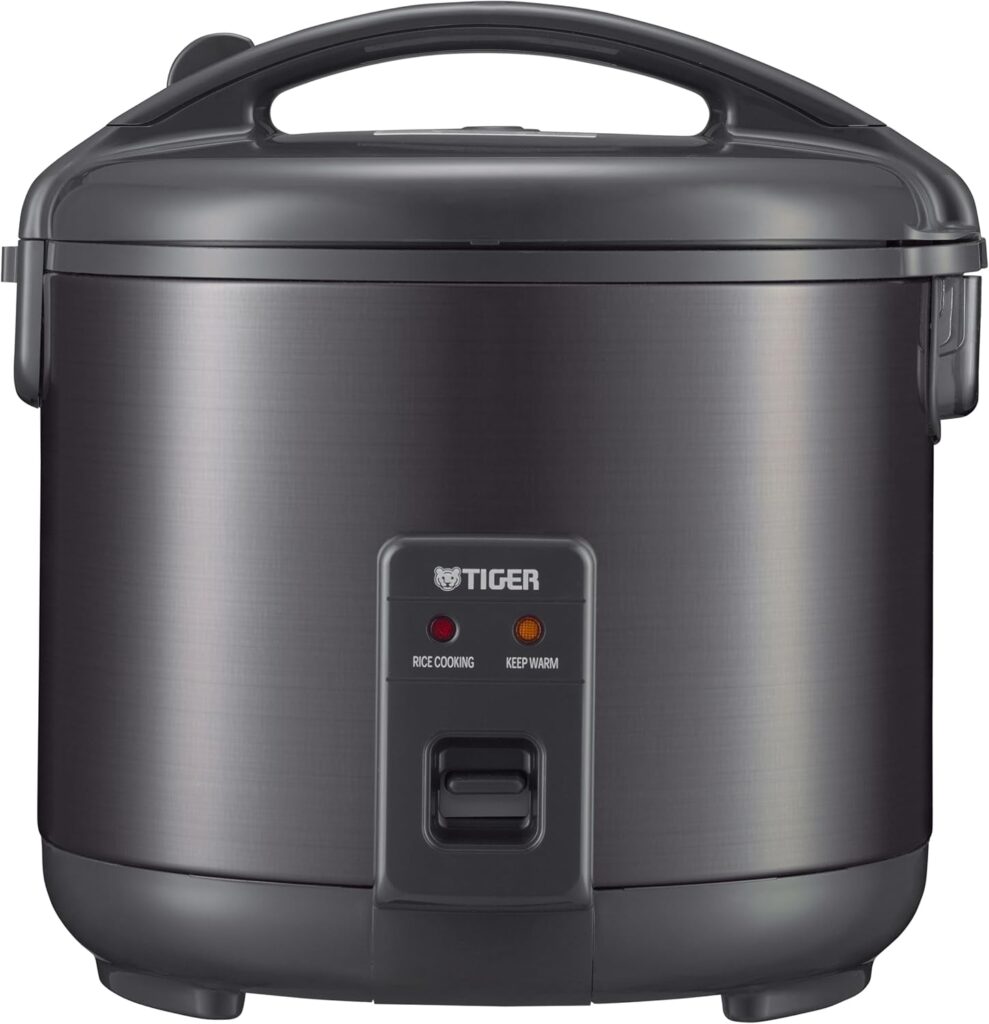 Tiger JNP-S18U-KY 10 Cup Capacity White Rice Cooker with Non-Stick Inner Pot, Retractable Power Cord, and Keep Warm up to 12 hours (Obsidian Black)
