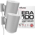 Sound Bass ERA100 Wall Mount Bracket, Tilt and Swivel, White, Twin (2pcs), Compatible with Sonos ERA 100, Effortless Installation, Includes Mounting Kit, Double, Pair