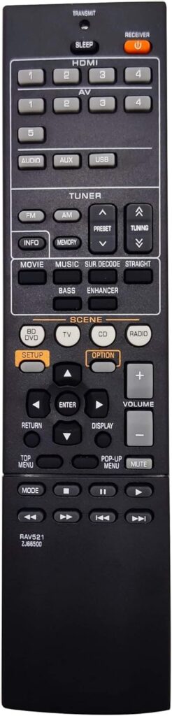 RAV521 / ZJ665000 AV Receiver Remote Control for Yamaha HTR-3067, RX-V377, RX-V377BL, YHT-4910U