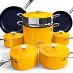 Nuwave Lux 13pc Forged Lightweight Cookware Set PFAS Free, Healthy G10 Duralon Ceramic Coating, Ultra Non-Stick, Stay-Cool Handles, Works on All Cooktops & Induction Ready