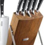 Knife Set, D.Perlla 6 Pieces Small Kitchen Knife Set with Block, German Stainless Steel Knives Set, Sharp Chef Knife Block Set, Brown