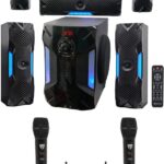 Rockville Hybrid Home Theater Karaoke Machine System w/8″ Sub+(2) Wireless Mics