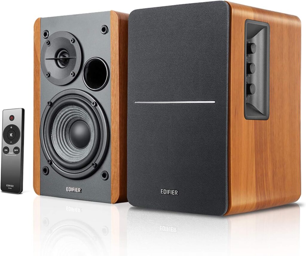 Edifier R1280Ts Powered Bookshelf Speakers – 2.0 Stereo Active Near Field Monitors – Studio Monitor Speaker – 42 Watts RMS with Subwoofer Line Out – Wooden Enclosure
