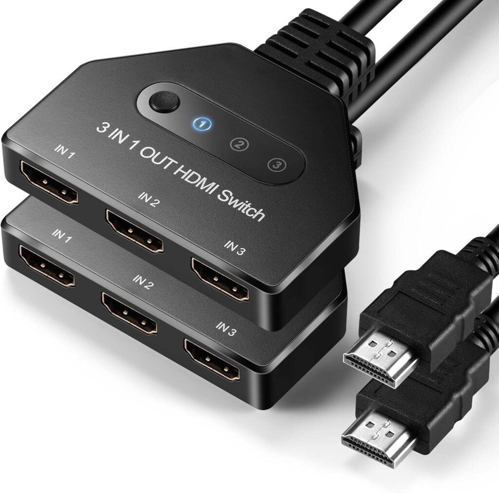2 Pack 4K@30Hz HDMI Switch 3 in 1 Out, Komytoo 3 Port HDMI Switch | 3×1 Manual HDMI Switcher with HDMI Cable Support 4K 3D 1080P, Plug and Play for Xbox, PS4, PS3, Blu-Ray Player, DVD, HDTV
