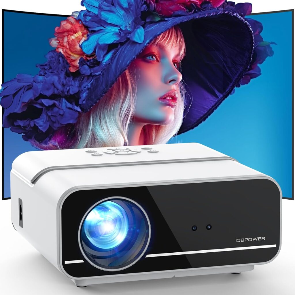 [Auto Focus/4K Support] Projector with WiFi and Bluetooth, 700ANSI Native 1080P Outdoor Movie Projector with Auto Focus/4P6D Keystone/50% Zoom/PPT, DBPOWER Portable Projector for iOS/Android/TV Stick
