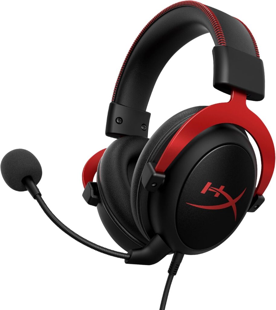 HyperX Cloud II – Gaming Headset, 7.1 Surround Sound, Memory Foam Ear Pads, Durable Aluminum Frame, Detachable Microphone, Works with PC, PS5, PS4, Xbox Series X|S, Xbox One – Red