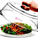 Tall Glass Microwave splatter cover | Sturdy clear 100% food safe BPA free glass lid with easy grip silicone handle | Heavy-duty glass for longer life, Dishwasher safe for easy cleaning – 10.5in