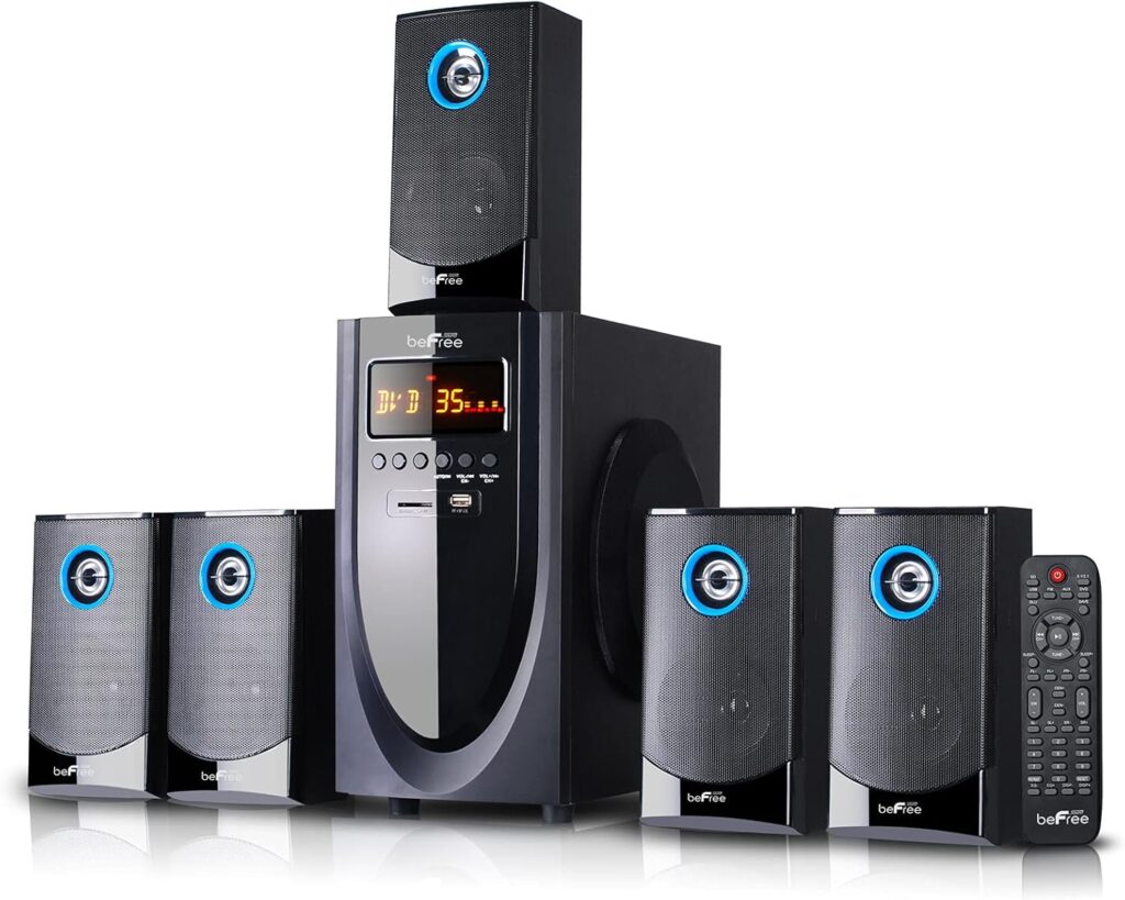 beFree Sound 5.1 Channel Bluetooth Surround Sound Speaker System in Black