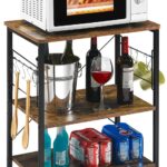 Mr IRONSTONE Microwave Cart 23.7” for Small Space, 3-Tier Microwave Stand Coffee Cart Rolling Kitchen Utility cart on Wheels, Rustic Brown