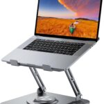 Laptop Stand for Desk, Adjustable Computer Stand with 360° Rotating Base, Ergonomic Laptop Riser for Collaborative Work, Foldable & Portable Laptop Stand, fits for All 10-16″ Laptops