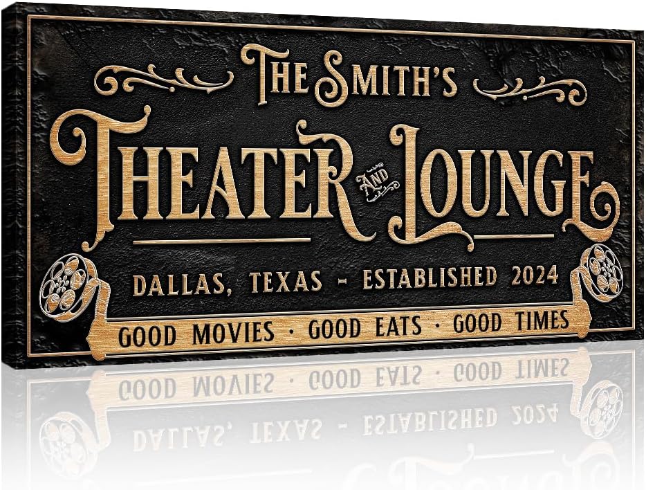 TAILORED CANVASES: theater Sign, Custom Movie Theater Decor, Unique Home Theater Wall Art, Personalized Cinema Room Canvas, Stylish Theater Room Decor, Ready-to-Hang Art