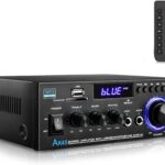 AK45 Stereo Amplifiers Home Audio, Stereo Receivers 300W Home 2 Channel Bluetooth 5.0 Power Amplifier System, FM Radio, USB, SD Card, with Remote Control for Home Theater Speakers Studio, Karaoke