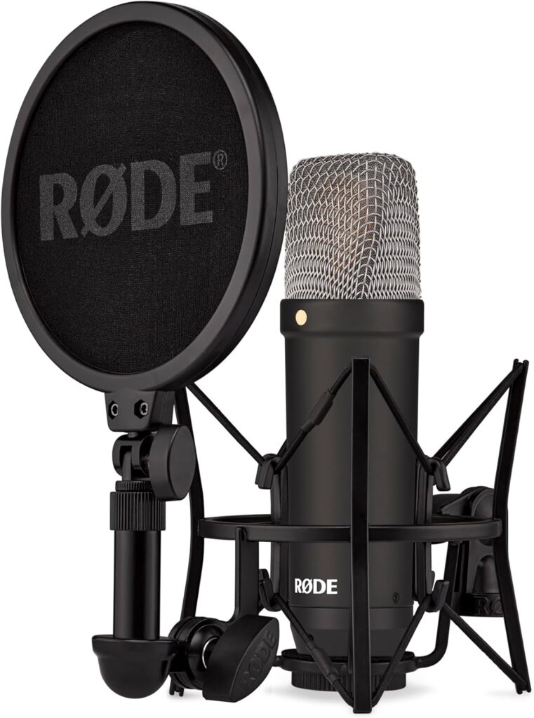 RØDE NT1 Signature Series Condenser Microphone with SM6 Shockmount and Pop Filter – Black